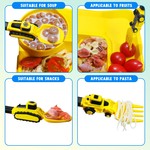 Topika Kids Fork And Spoon Yellow Construction Vehicle Utensils&PP material