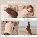 Topika 2 Pack Hooded Baby Bath Towels, Cotton Muslin Baby Towel Set