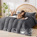 Topika Seersucker Bedding Set With Duvet Cover & Fitted Sheet, Grey