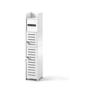 Topika Slim Bathroom Storage Cabinet with Paper Holder for Small Spaces