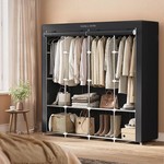 TopikaHome -Portable Closet Organiser with Cover, 4 Rods, Shelves & Pockets