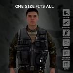 Topika Tactical Vest 600D Polyester Adjustable Training Vest with Pouches