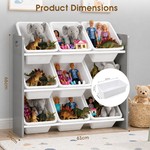 Topika Toy Storage Organiser 3-Tier 9 Bins Kids Toy Rack for Playroom
