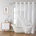 Topika Fabric Shower Curtain 180x200cm with Snap Liner, No Hooks Needed