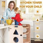 Topika Toddler Step Stool Tower 4-in-1 Foldable Wooden Learning Helper