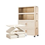 Topika - Folding Storage Cabinet, 4 Layer Foldable Organizer With Wheels