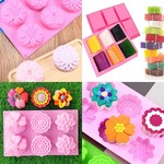 TopikaHome - Silicone Soap Molds, Rectangle Round Cake and Ice Molds Set of 3