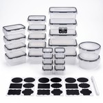 Topika - 24Piece Food Storage Containers With Lids, Black PP Meal Prep Set
