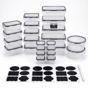 Topika - 24Piece Food Storage Containers With Lids, Black PP Meal Prep Set
