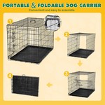 Topika-Foldable Double Door Dog Cage 92.7cm Metal Dog Crate for Large Dog