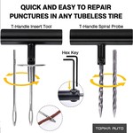 TopikaAuto 102 Pieces Heavy Duty Car Tire Repair Kit, Car Tire Plug & Patch Set
