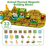 Topika Kids Magnetic Tile Track Set with Electric Vehicles and Tin Box