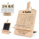 Topika Adjustable Bamboo Cookbook Stand With Conversion Chart & Cable Slot