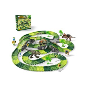 Topika Dinosaur Toys Flexible Track Race Car Playset, Kids Toy for 4+