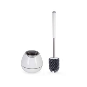 TopikaHome-Silicone Toilet Bowl Brush and Holder Set with Hair Tweezer Clip