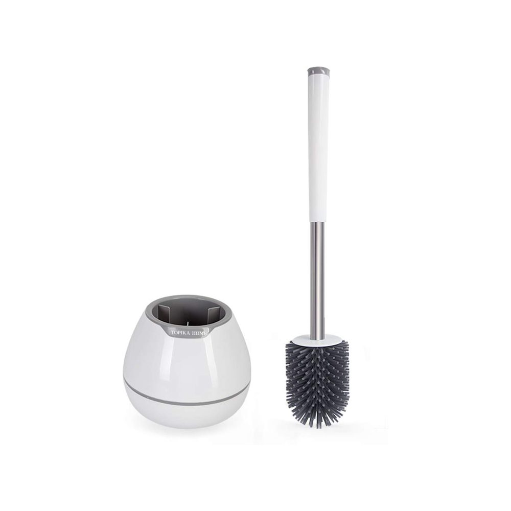 TopikaHome-Silicone Toilet Bowl Brush and Holder Set with Hair Tweezer Clip TopikaHome-Silicone Toilet Bowl Brush and Holder Set with Hair Tweezer Clip