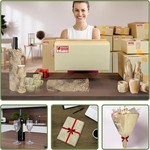 Topika- Honeycomb Packing Paper Roll with Desktop Dispenser Fragile Labels