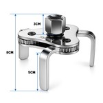 Topika Universal Adjustable Oil Filter Wrench Tool 6.3-11.4cm, 3-Jaw Design