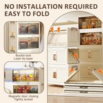Topika - Folding Storage Cabinet, 4 Layer Foldable Organizer With Wheels