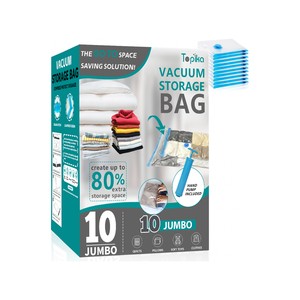TopikaHome 10 Vacuum Storage Bags, Space Saver Compression Pack Set, M/L/XL