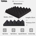 Self-Adhesive Sound Proof Foam Panels, 50x50x5cm, 6/12pack