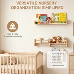 Topika 4 Piece Kids Nursery Floating Bookshelves With Beaded Rails