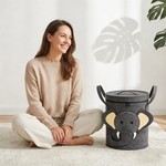 Topika Toy Storage Organizer with Play Mat Large Capacity Bin,Cute Elephant