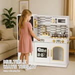 Topika Large Wooden Play Kitchen for Kids Pretend Set w/ 11pcs Accessories