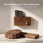Topika Walnut Wooden Remote Control Holder, Wall-Mounted Or Desktop Storage