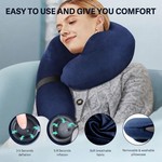 Topika Inflatable Travel Pillow, U Shape Blow Up Neck Pillow With Velvet