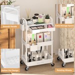 Topika - Rolling Storage Cart, Plastic Rolling Storage 3 Tier with Drawer