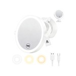 Topika Makeup Mirror Suction Cup 18cm, 1X/10X, 3 Light Modes Rechargeable