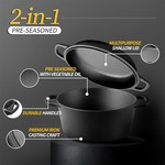 Topika 4.7L Enamel Cast Iron Dutch Oven, 2-in-1 Design with Frying Pan Lid