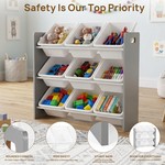 Topika Toy Storage Organiser 3-Tier 9 Bins Kids Toy Rack for Playroom