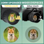 Topika 12x25 Compact Binoculars for Adults & Kids, Large View, Low Light