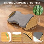 Topika- Adjustable Office Footrest, Ergonomic Bamboo Foot Rest With Cushion