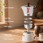 Bincoo - Moka Pot 6 Cup Stovetop Espresso Maker, 300ML Moca Coffee Pot