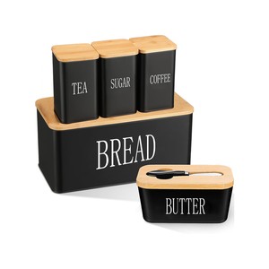 Topika - Bread Box Set With Butter Dish, Tea Canister & Free Butter Scraper