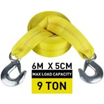 TopikaAuto 9T 6m Heavy Duty All Terrain Tow Recovery Strap with Hooks & Bag