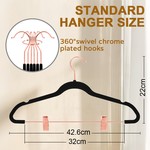 TopikaHome - 20/10Pack Velvet Clothes Hangers with Clips,Non-Slip,360 Hook