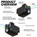 Topika Dual Blue Green Laser Sight & 600 LM Rechargeable Light