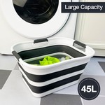 Topika Collapsible Laundry Basket & Washing Tub, 45L Foldable Basin blue