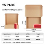 Topika Corrugated Mailer Box 25 Pack, Durable Shipping Boxes for Packaging