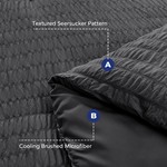 Topika Seersucker Bedding Set With Duvet Cover & Fitted Sheet, Grey