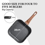 Topika Non-stick Grill Pan, 24/28cm Square Griddle Pan with Pour Spouts