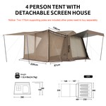 Topika - 4-Person Family Tent, Instant Camping Tent with Mesh Porch