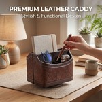 Topika - 360 Rotating Vintage PU Leather Remote Holder with 5 Compartments