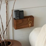 Topika Walnut Wooden Remote Control Holder, Wall-Mounted Or Desktop Storage
