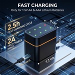 Topika 8-Slot USB-C Charger for 1.5V Lithium AA/AAA Rechargeable Batteries