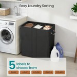 Topika 195L 3 Compartment Laundry Sorter with Removable Washable Bags & Lid